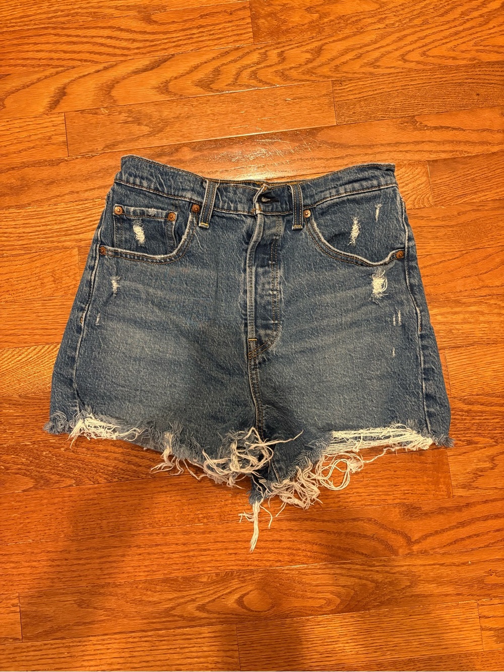 Levi's Distressed Blue Denim Cutoff Shorts